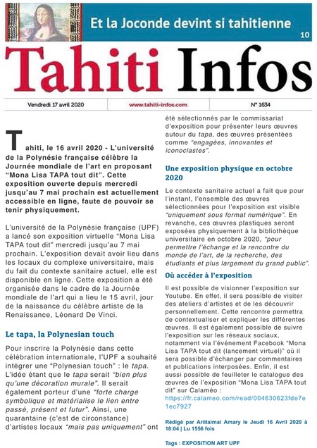 6 Tahiti infos avril 2020